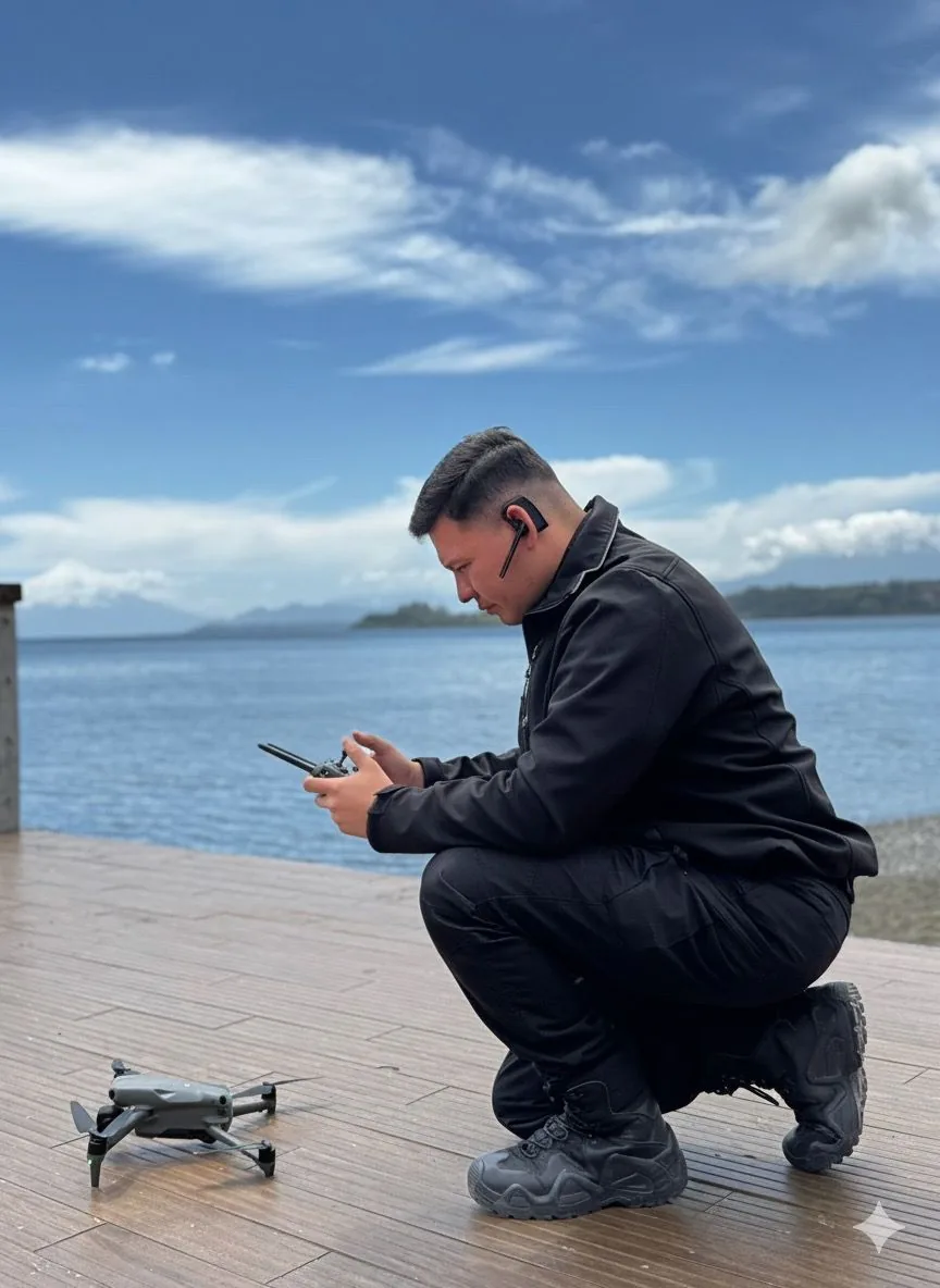 Operador Rachem trabajando con dron
